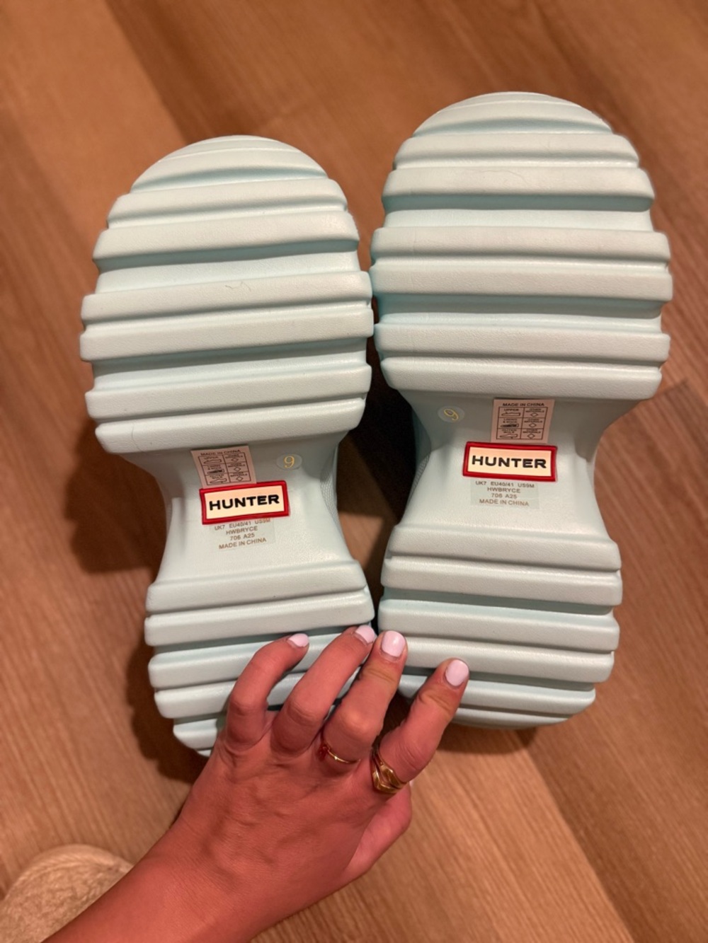 Hunter Aqua Blue Platform Clog Mules - Picture 11 of 14